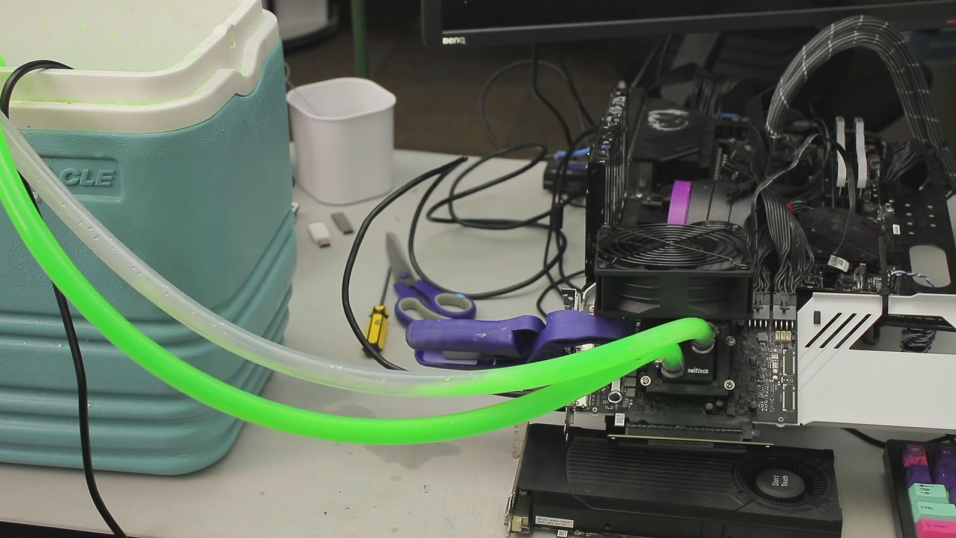 GPU overclocker uses chilled car antifreeze and pond pump to push Intel card to sub-zero temps, sets world record — 'TrashBench' sets GPU benchmark record at -1