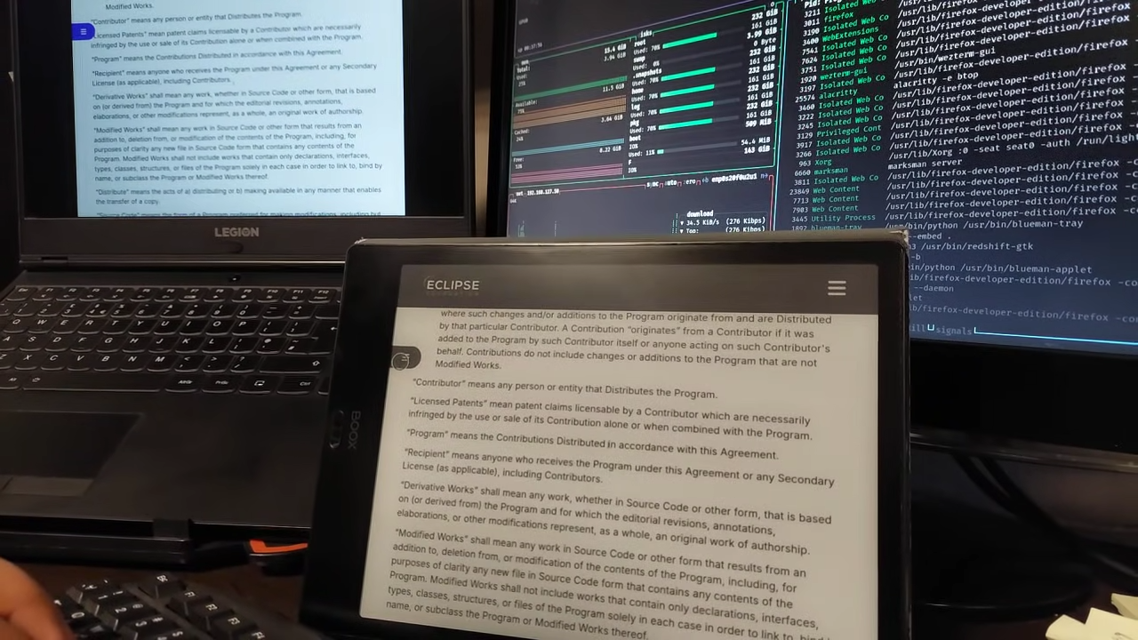 Engineer turns E-ink tablet into computer monitor in Linux — perfect secondary reading screen to reduce eye strain over the network