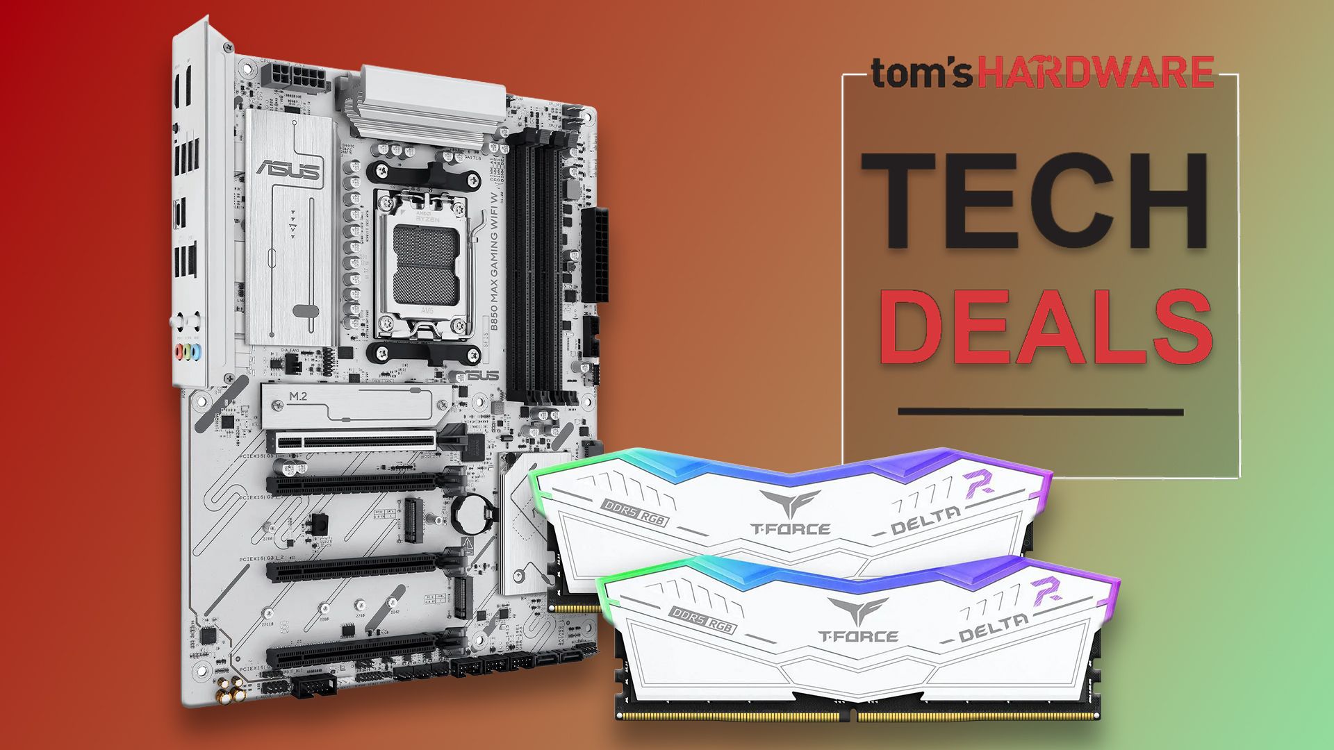 Newegg bundles 16GB of DDR5-6000 RAM with Asus AM5 B850 mobo for under $240 — get 41% off and save $169.99 with this all-white combo