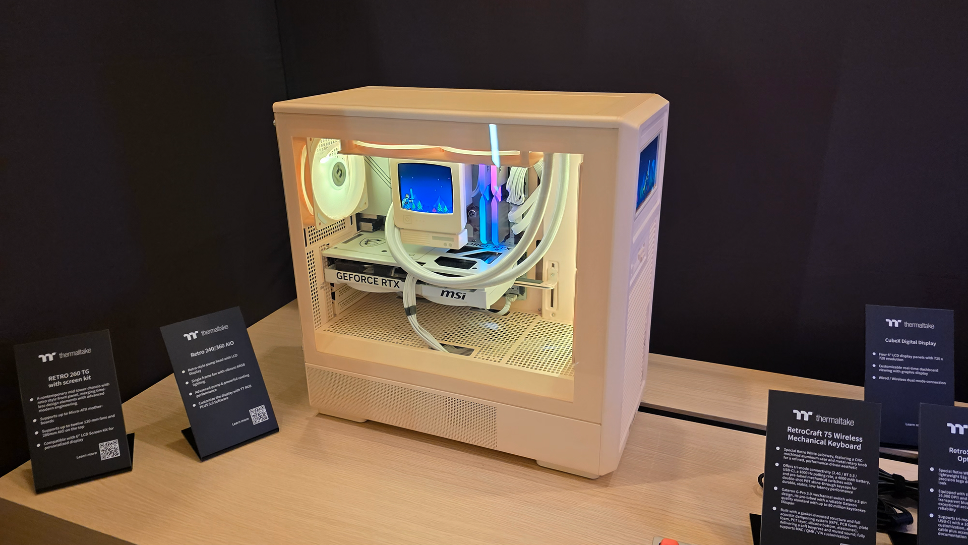 Thermaltake goes retro at CES 2026, shows off liquid cooler with CRT-themed display and 80s-style PC cases