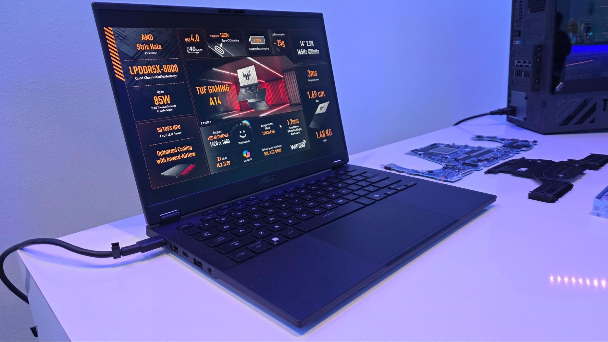 Asus puts Strix Halo in the TUF Gaming A14 — strong integrated graphics in a very thin chassis