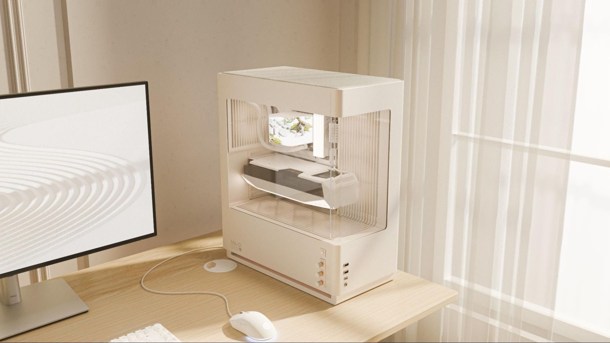 CyberPowerPC's MA-01 comes with analog color control knobs, woven steel mesh, and slanted airflow – modern trimmings meet retro design in new curved-glass PC ca