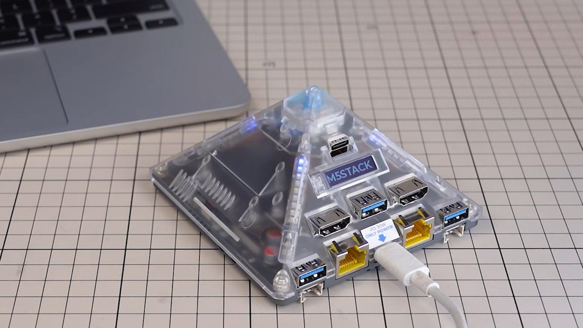 M5Stack AI Pyramid charms with translucent, RGB infused tetrahedral shell and $199 price tag — but it is far more of an edge-AI appliance than a mini-PC