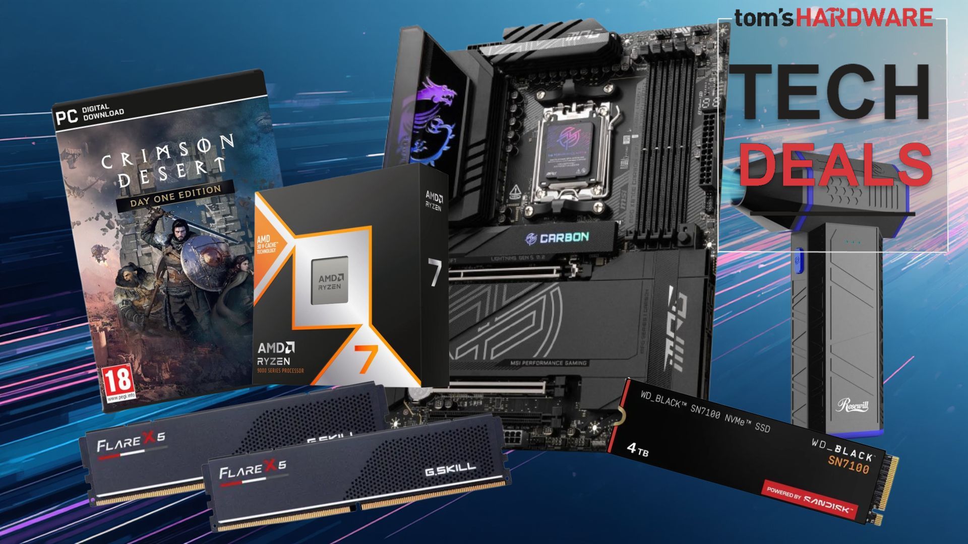 Save $900 on RAM bundle with almost a whole PC: 128GB of G.Skill memory, 9850X3D, MSI X870E motherboard, and 4TB SSD — the same price as buying the RAM by itsel