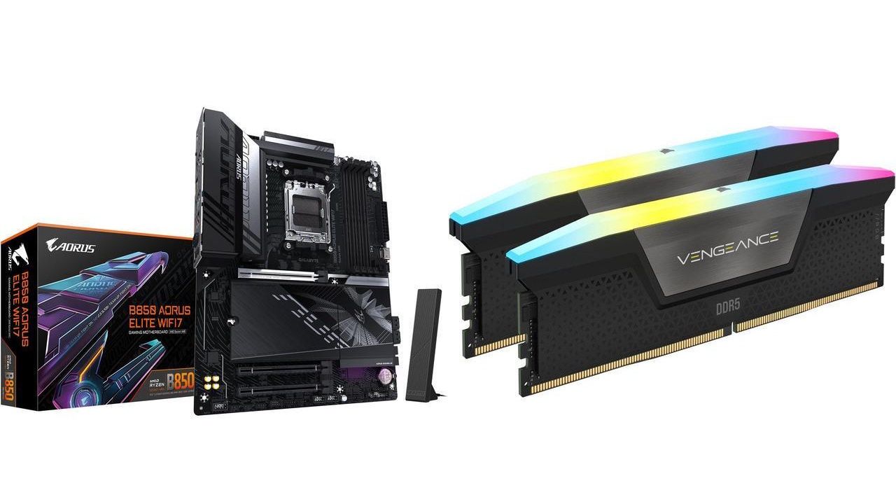 This Corsair RAM and Gigabyte AM5 motherboard bundle is just $67 more than buying the RAM alone – 32GB of RAM and B850 Aorus Elite Wifi 7 shaves $133 off buying