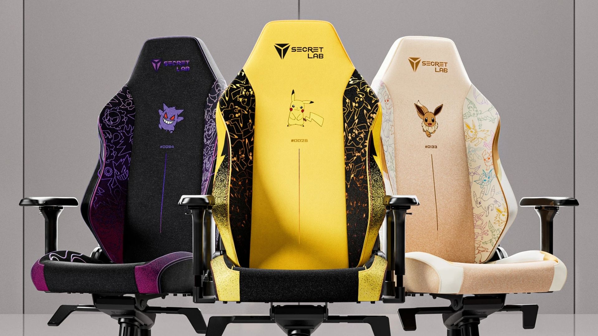 Secretlab has three Pokémon-themed Titan Evo chairs in honor of game's 30th anniversary — special edition seats available in Pikachu, Gengar, and Eevee flavors