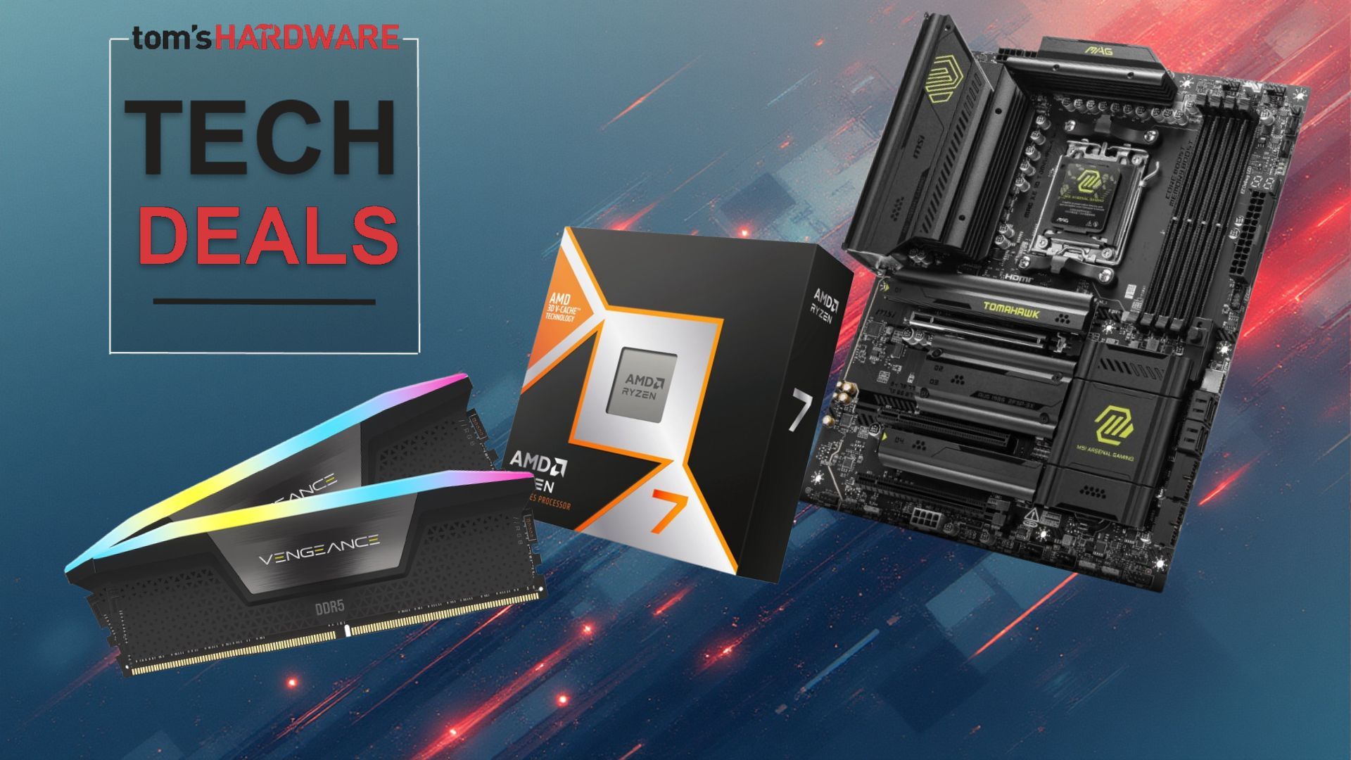 For under $1000, land the fastest gaming CPU, motherboard, and 32GB of RAM — AMD's Ryzen 7 9850X3D, MSI MAG X870, and Corsair Vengeance RAM saves you $196 in to