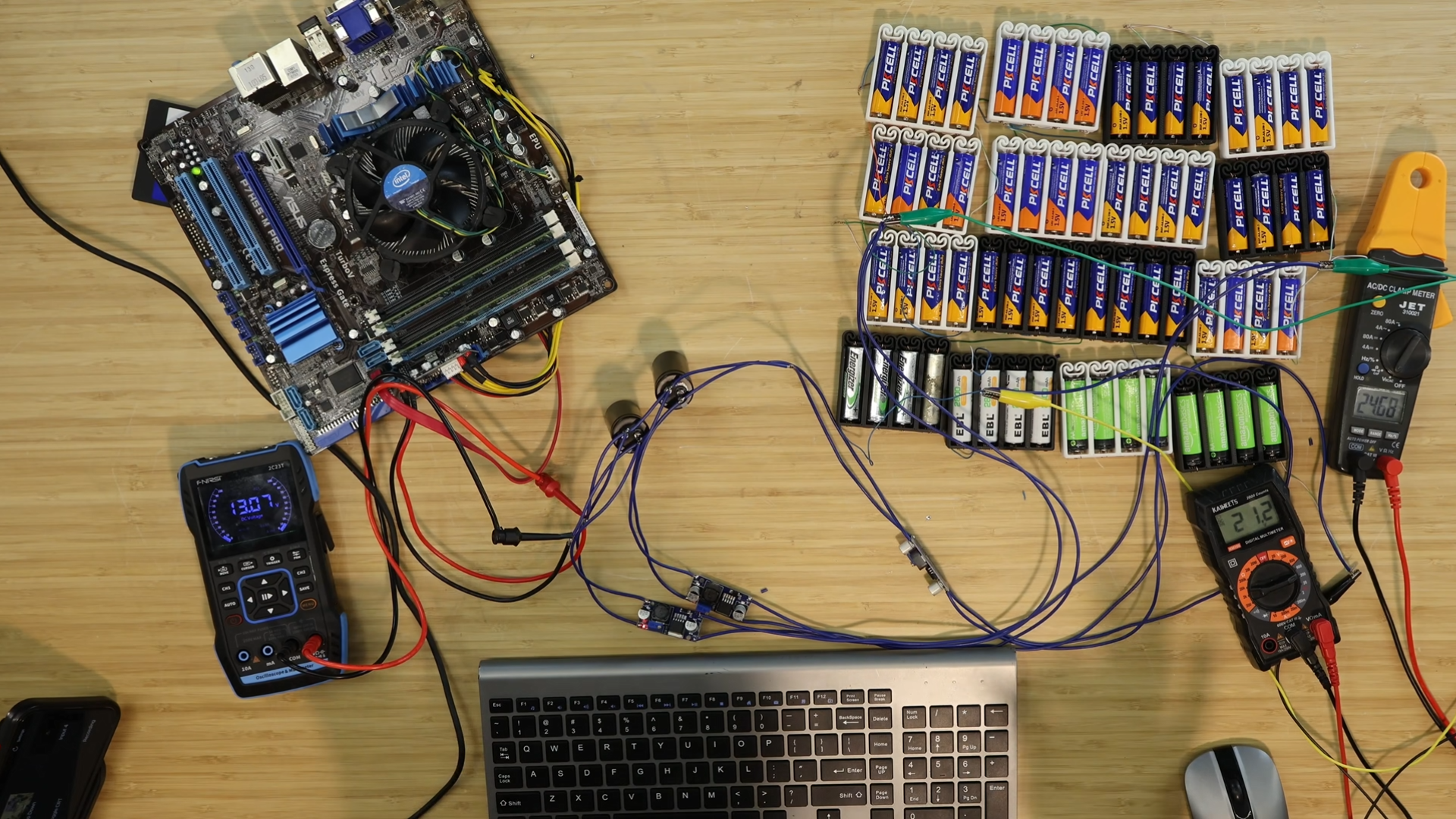 Enthusiast rebuilds AA-battery-powered PC, sextuples run time to 30 minutes with 64 batteries — uses three voltage regulators in parallel to achieve stability, 