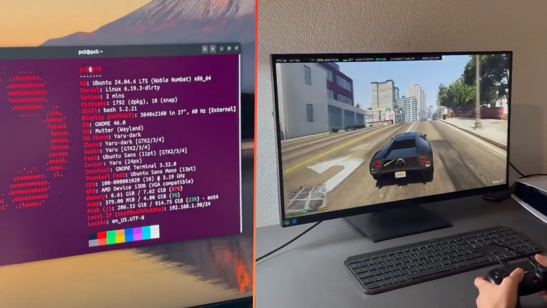 Linux hacked onto a PS5 to turn Sony's console into a Steam Machine — GTA V Enhanced Edition runs at 60 FPS on 1440pwith ray tracing