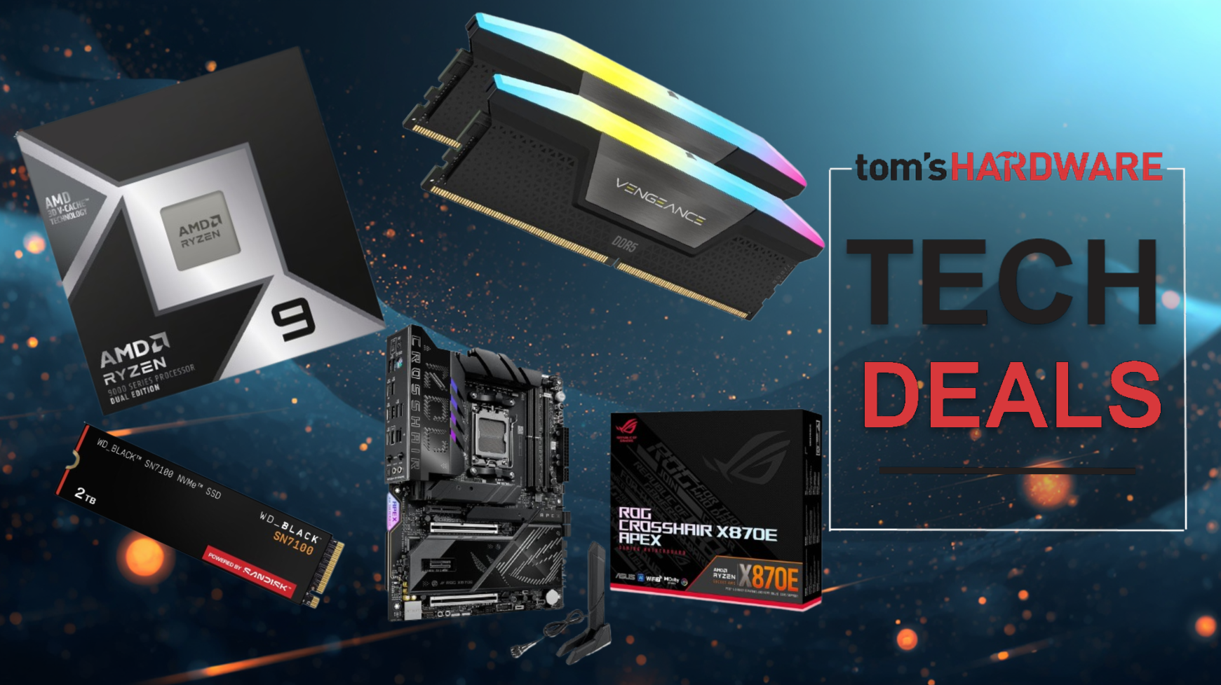 Get 32GB of RAM and 2TB SSD for $406 when paired with AMD's new 9950X3D2 — Asus ROG X870E Apex gets you a monster overclocking AM5 bundle for $2,048, $400 off