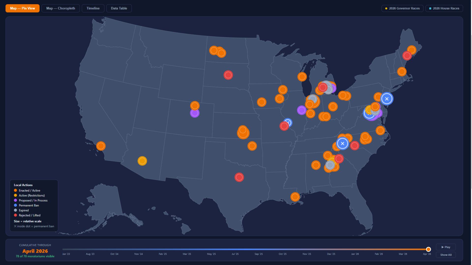 AI data center bans are rapidly multiplying across the US — 69 jurisdictions block new builds, with four moves noted as permanent