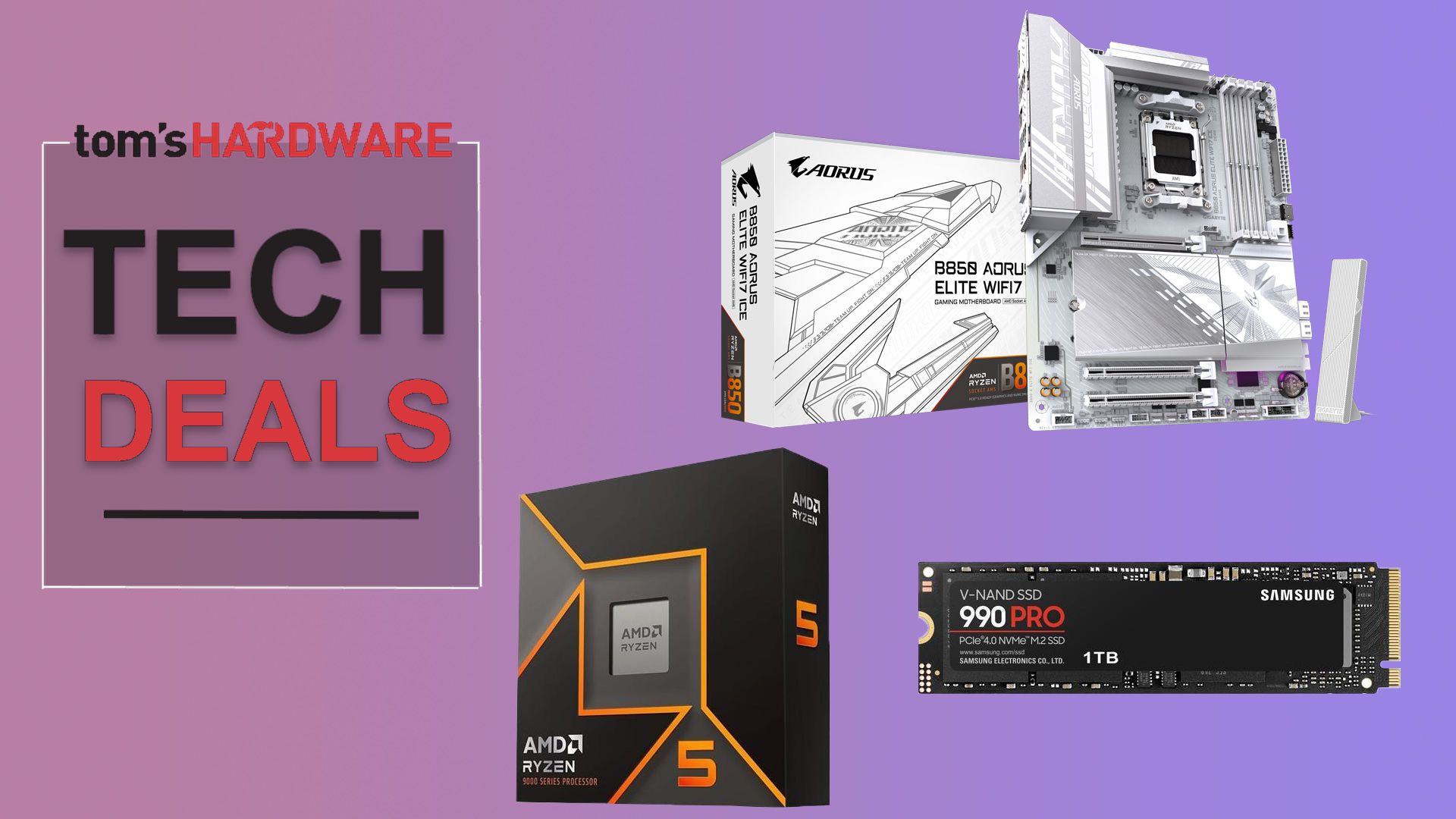 Save $250 on this AMD AM5 bundle, get Samsung 990 Pro SSD for basically free — grab the AMD Ryzen 5 9600X, Gigabyte B850 Aorus Elite motherboard, and 990 Pro 1T